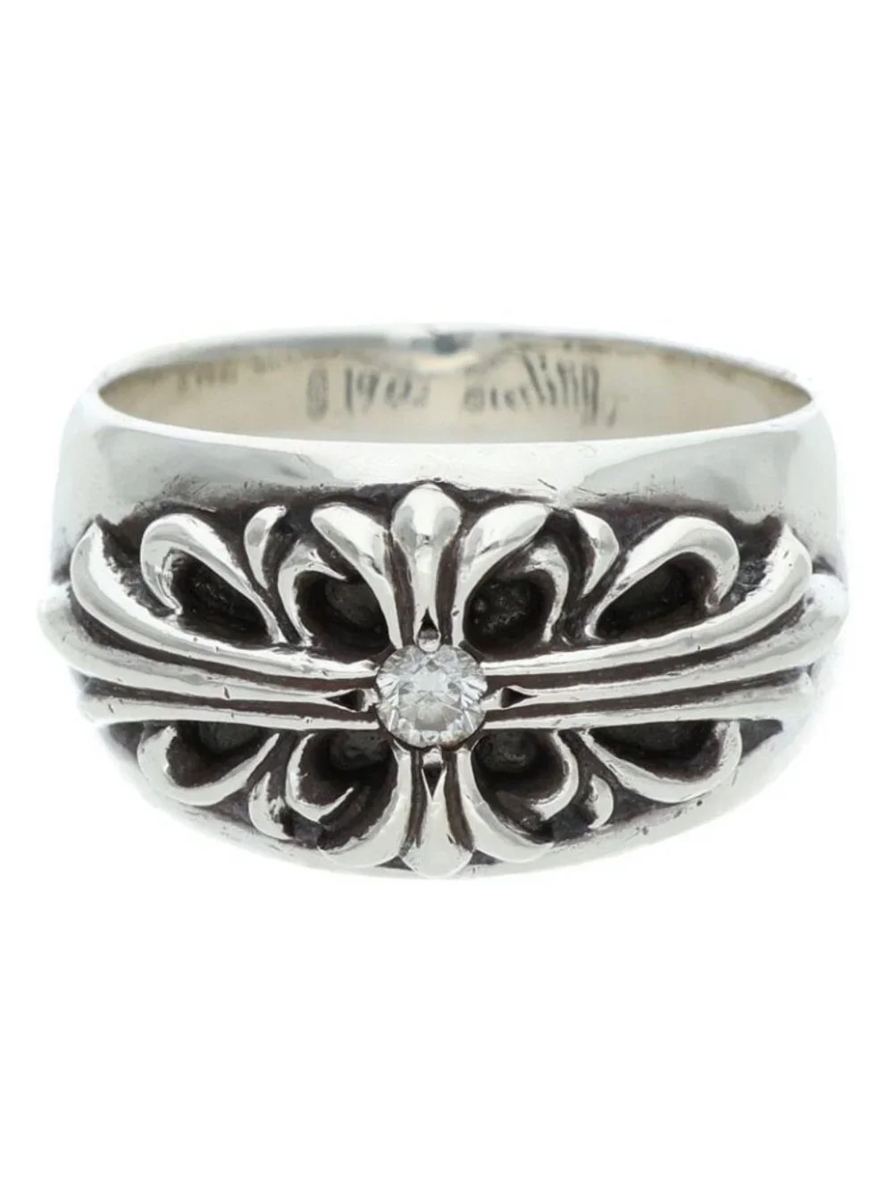 Chrome Hearts Flrl Floral Cross Silver Ring